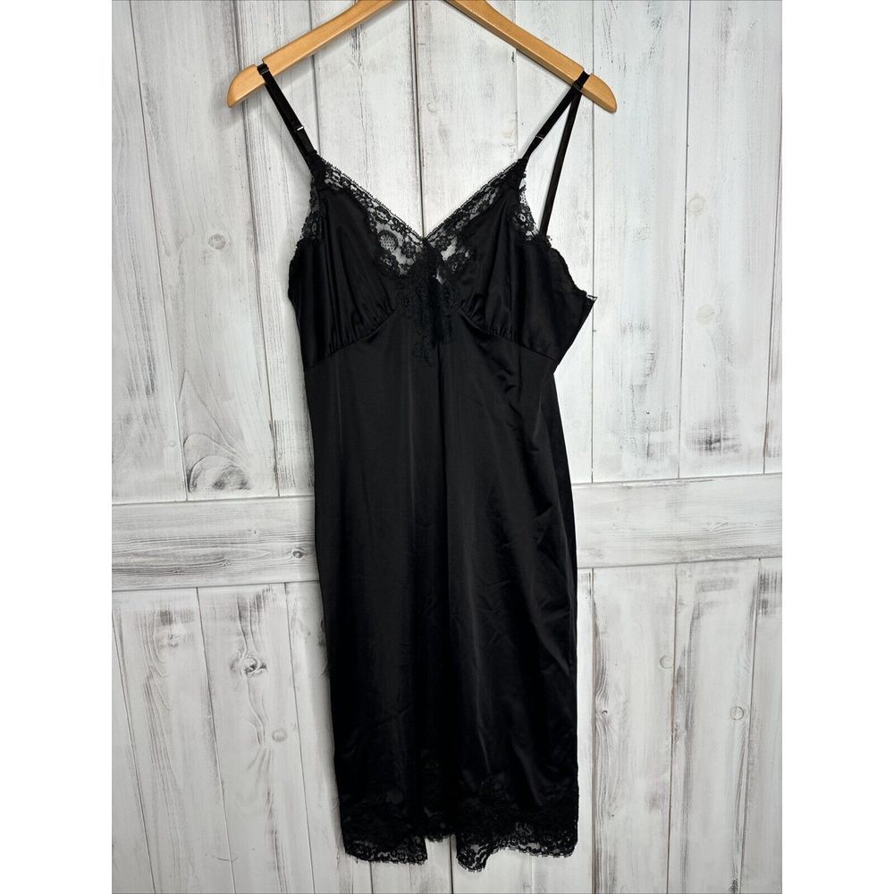 Vintage Van‎ Raalte Full Pin Up Slip USA Nylon Sz 36 Sheer Sexy Lace Goth Fairy